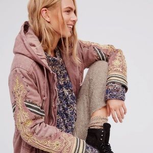 Free People Embellished Jacket/parka mauve color